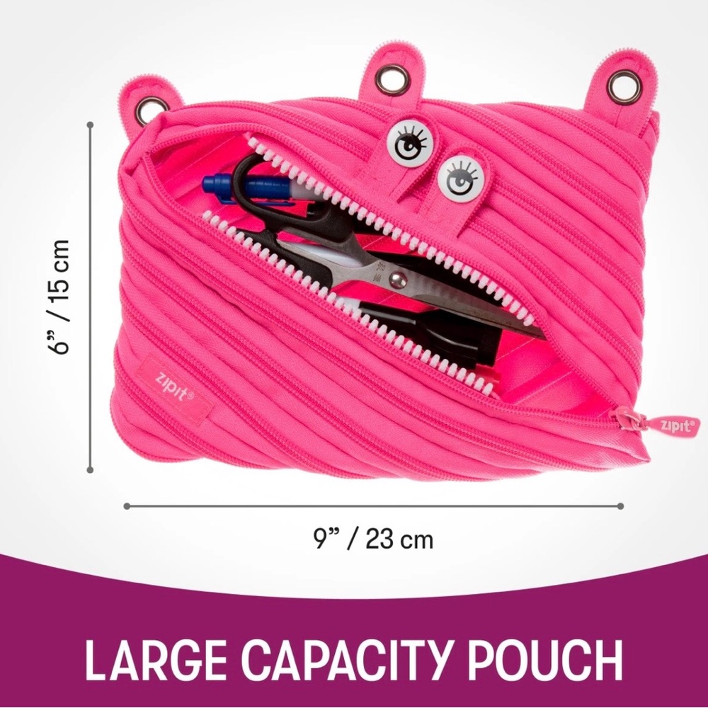 •Too Cool For School• Pink Girly Monster Pencil Case - New